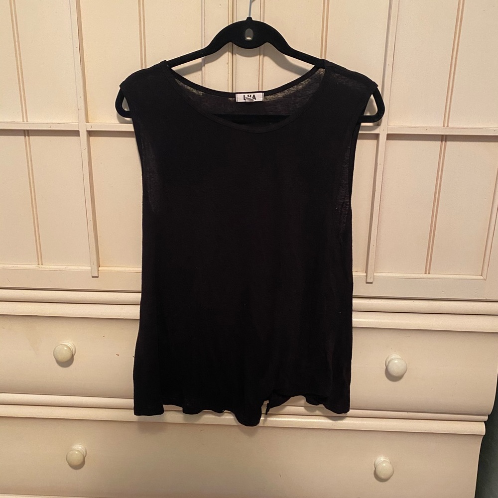LNA black flowy tank top